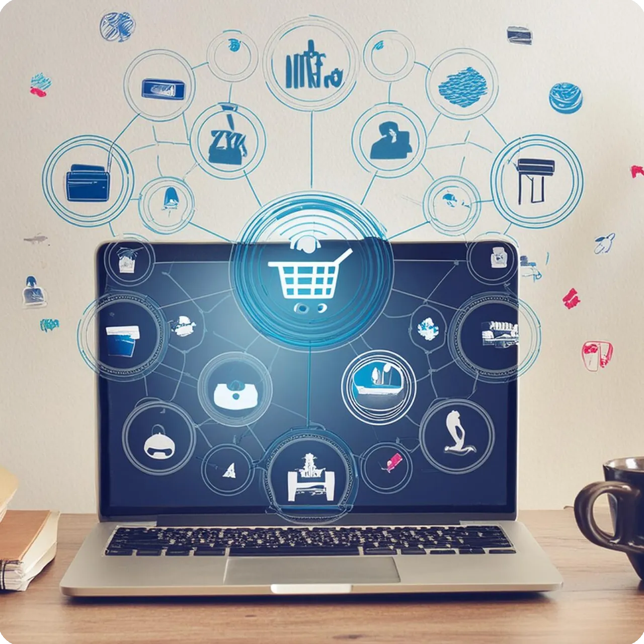 Illustration zur Darstellung der Website-Wirtschaft und des Online-Geschäfts